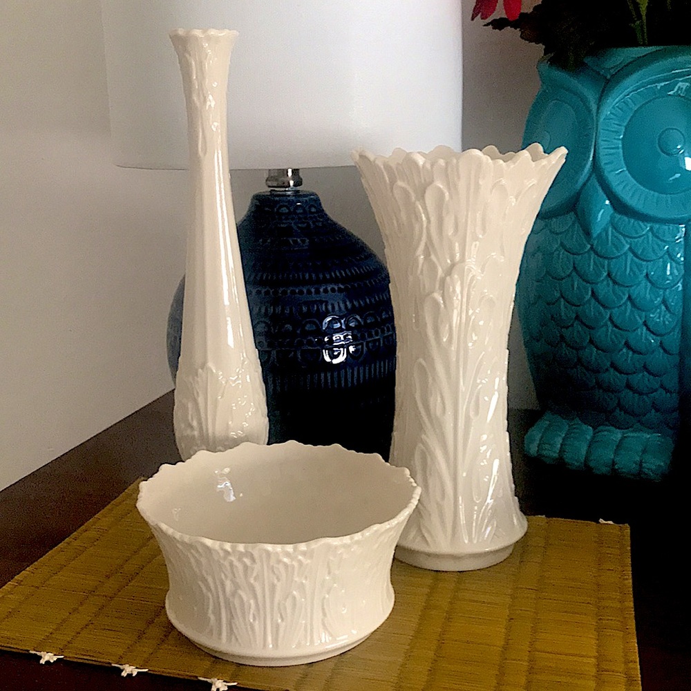 LENOX Vases (2)  and Planter Woodland Collection MADE IN USA